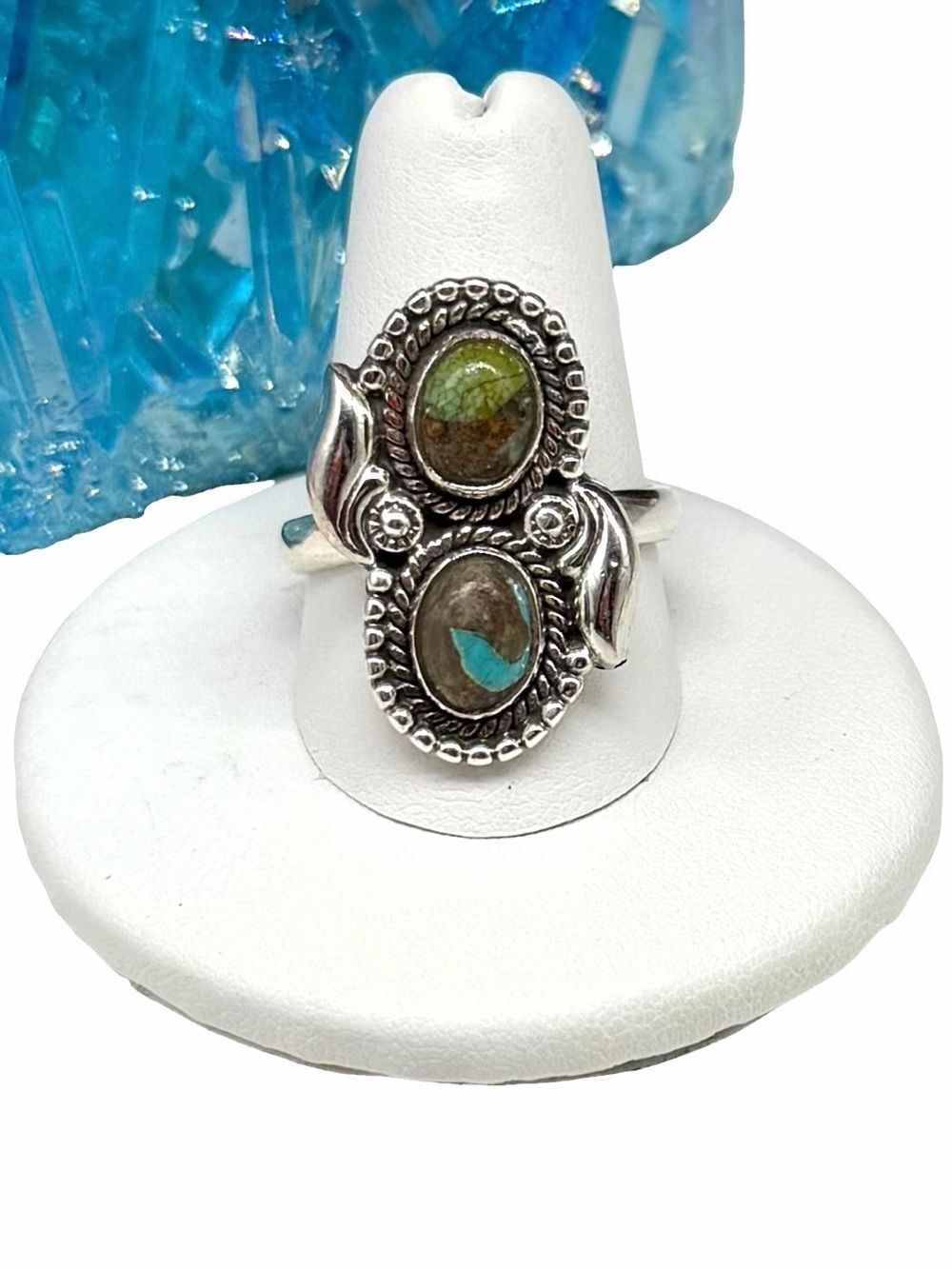 Royston Turquoise Ring Solid 925 Sterling Silver Adjustable 8.5 - 10.5